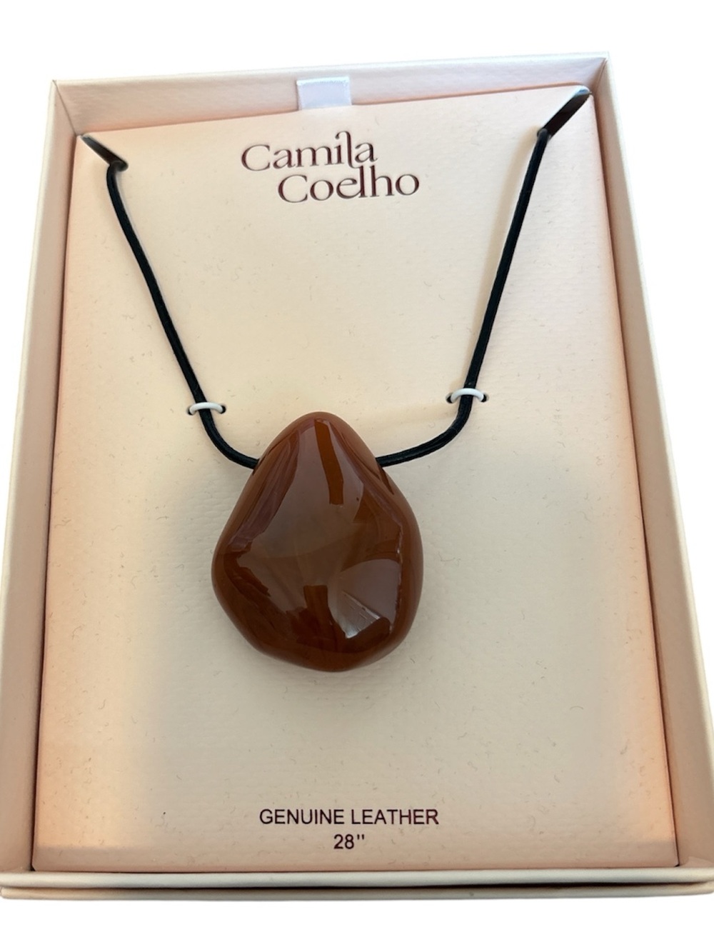 NWT *RARE* Camila Coelho Carnelian Pebble Cord Necklace 28”